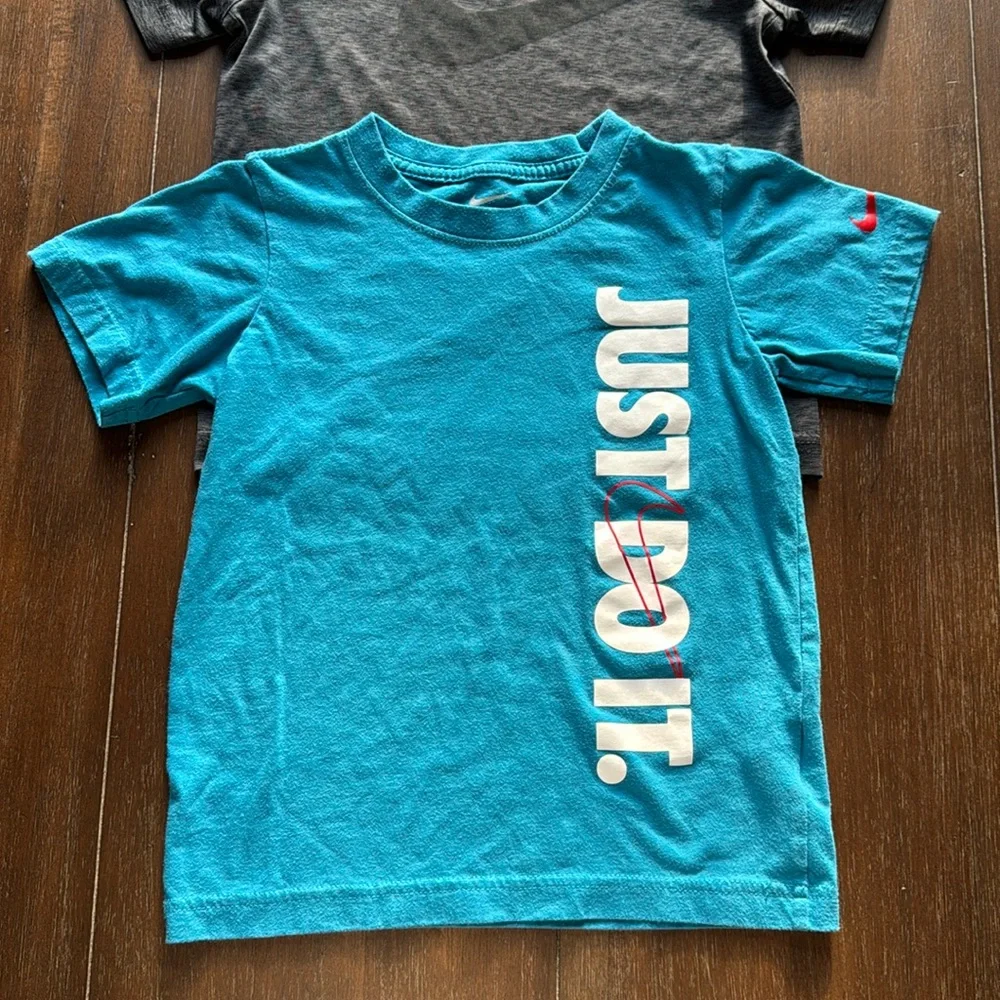 Two (2) Size 6-7YRS Nike dry fit swoosh and Cotton blend just do it tees
